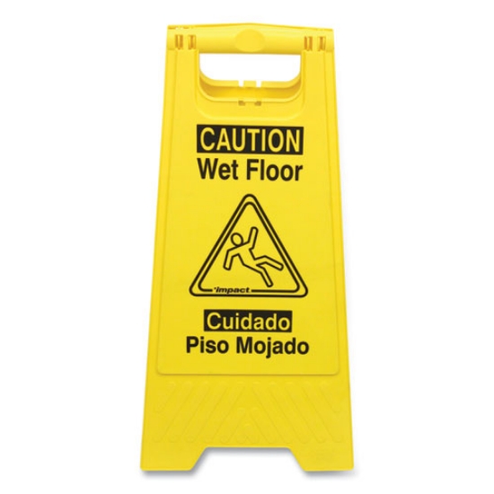 Picture of Bilingual Yellow Wet Floor Sign, 12.05 X 1.55 X 24.3