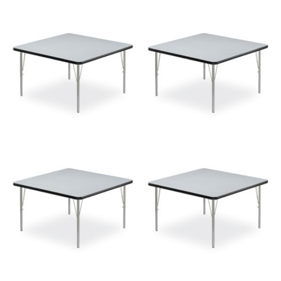 Picture of Adjustable Activity Tables, Square, 48" x 48" x 19" to 29", Gray Top, Silver Legs, 4/Pallet, Ships in 4-6 Business Days
