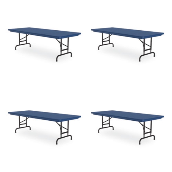 Picture of Adjustable Folding Tables, Rectangular, 60" x 30" x 22" to 32", Blue Top, Black Legs, 4/Pallet, Ships in 4-6 Business Days