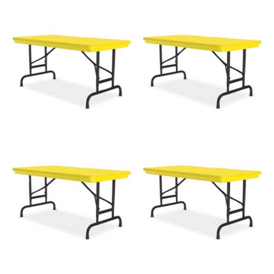 Picture of Adjustable Folding Table, Rectangular, 48" x 24" x 22" to 32", Yellow Top, Black Legs, 4/Pallet, Ships in 4-6 Business Days