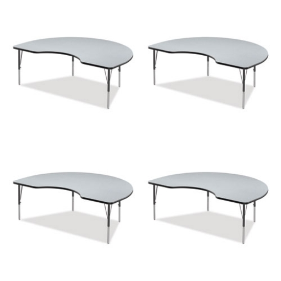 Picture of Adjustable Activity Tables, Kidney Shaped, 72" x 48" x 19" to 29", Gray Top, Gray Legs, 4/Pallet, Ships in 4-6 Business Days