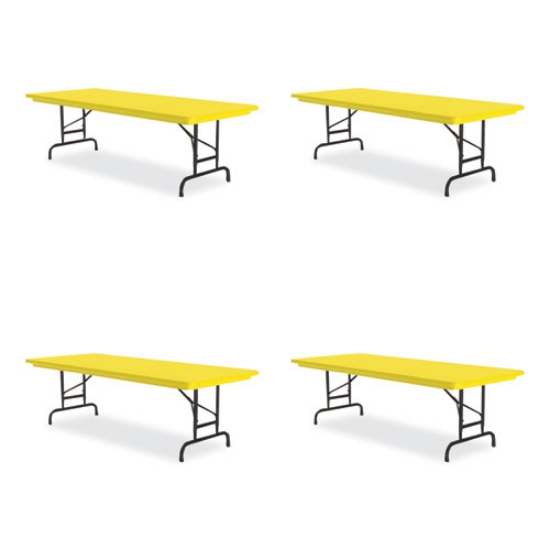 Picture of Adjustable Folding Tables, Rectangular, 60" x 30" x 22" to 32", Yellow Top, Black Legs, 4/Pallet, Ships in 4-6 Business Days
