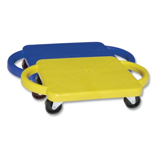 Picture of Scooter With Handles, Blue/yellow, 4 Rubber Swivel Casters, Plastic, 12 X 12