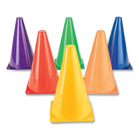 Picture of Indoor/outdoor High Visibility Plastic Cone Set, Assorted Colors, 6/box
