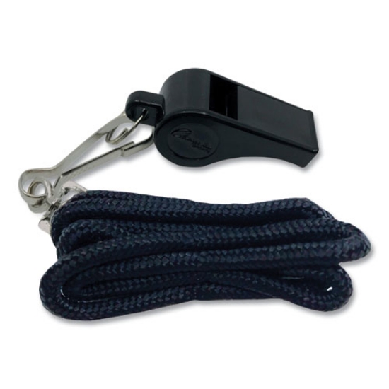 Picture of Sports Whistle With Black Nylon Lanyard, Plastic, Black, Dozen