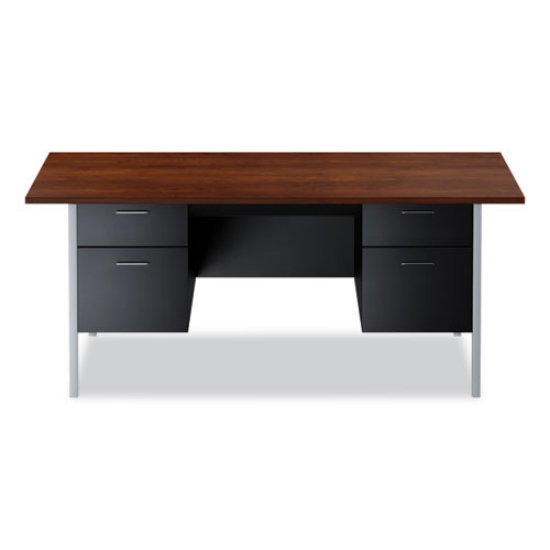 Picture of Double Pedestal Steel Desk, 72" X 36" X 29.5", Mocha/black