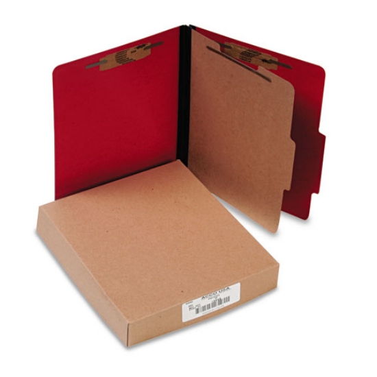 Picture of ColorLife PRESSTEX Classification Folders, 2" Expansion, 1 Divider, 4 Fasteners, Letter Size, Executive Red Exterior, 10/Box