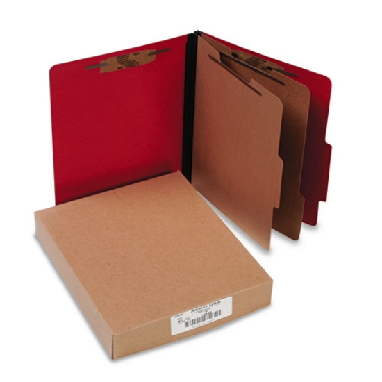 Picture of ColorLife PRESSTEX Classification Folders, 3" Expansion, 2 Dividers, 6 Fasteners, Letter Size, Executive Red Exterior, 10/Box