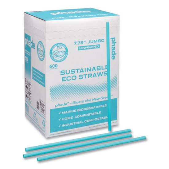 Picture of Marine Biodegradable Straws, 7.75", Ocean Blue, 6,000/Carton