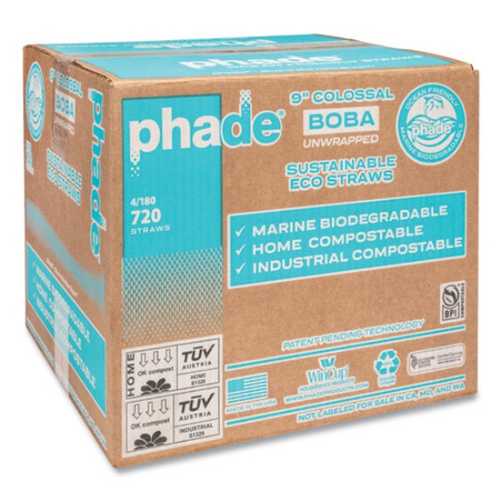 Picture of Marine Biodegradable Straws, Boba Straws, 9", Ocean Blue, 720/Carton