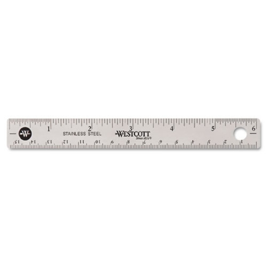 Picture of Stainless Steel Office Ruler With Non Slip Cork Base, Standard/metric, 6" Long