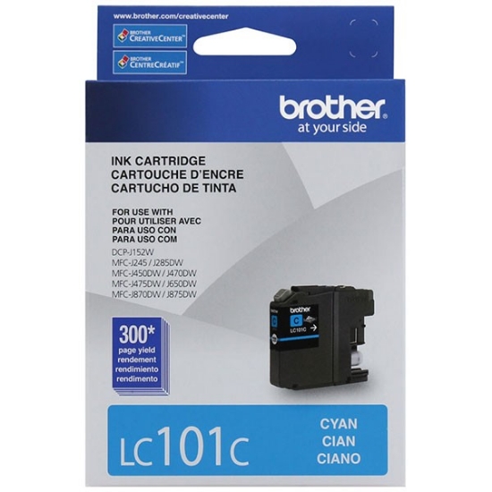 Picture of Brother LC101C High Yield Cyan Inkjet Cartridge (600 Yield)