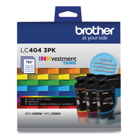Picture of Brother LC4043PK (LC404M, LC404C, LC404Y) Cyan, Magenta, Yellow Inkvestment Ink Cartridges (3 pack) (750 x 3 Yield)