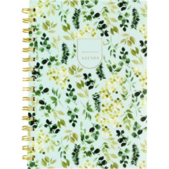 Picture of Leah Bisch Weekly/Monthly Leaf Print Planner, Leaf Print Artwork, 8.5" x 6.38", Green/Gold Cover, 12-Month (Jan to Dec): 2025