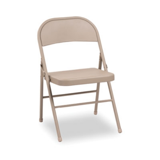 Picture of All Steel Folding Chair, Supports Up To 300 Lb, 16.5" Seat Height, Tan Seat, Tan Back, Tan Base, 4/carton