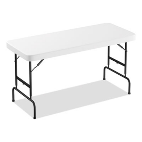 Picture of adjustable height plastic folding table, rectangular, 72w x 29.63d x 29.25 to 37.13h, white