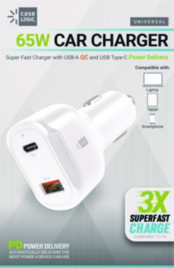 Picture of PD Car Charger, 60 W, Two 2 A Ports, White