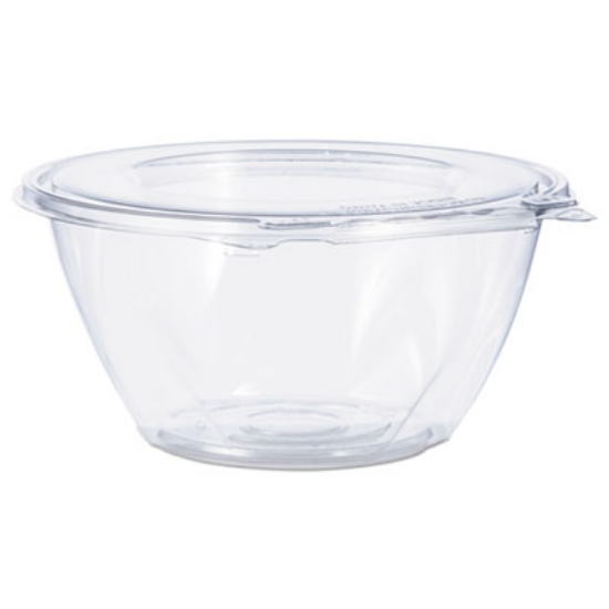 Picture of Tamper-Resistant, Tamper-Evident Bowls with Flat Lid, 32 oz, 7" Diameter x 3.2"h, Clear, Plastic, 150/Carton