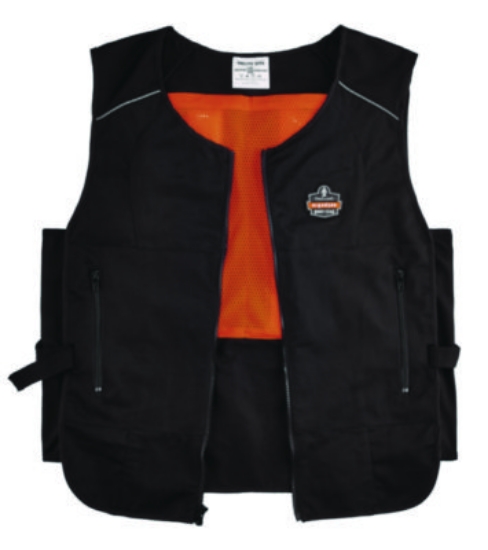 Picture of Chill-Its 6260 Lightweight Phase Change Cooling Vest with Packs, Cotton/Poly, 2X-Large/3X-Large, Black, Ships in 1-3 Bus Days