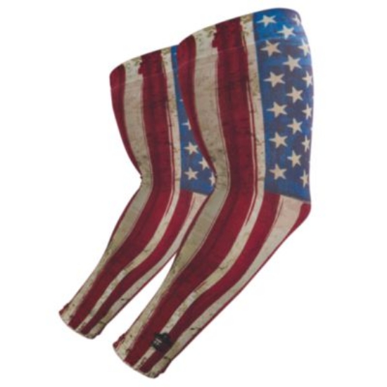 Picture of Chill-Its 6695 Sun Protection Arm Sleeves, Polyester/Spandex, Medium/Large, American Flag, Ships in 1-3 Business Days