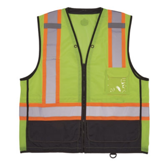 Picture of GloWear 8251HDZ Class 2 Two-Tone Hi-Vis Safety Vest, 2X-Large to 3X-Large, Lime, Ships in 1-3 Business Days