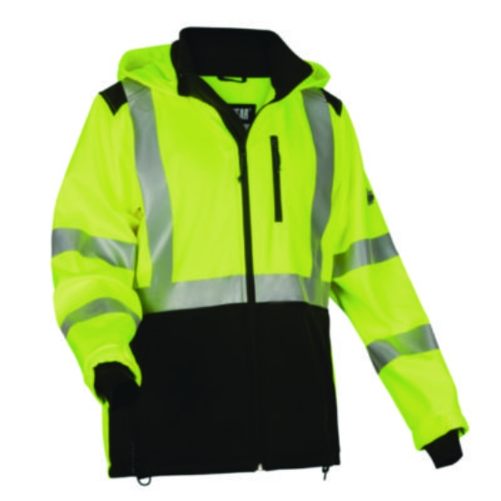 Picture of GloWear 8353 Class 3 Hi-Vis Softshell Water-Resistant Jacket, 5X-Large, Lime, Ships in 1-3 Business Days