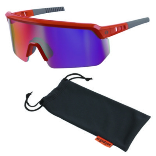 Picture of Skullerz AEGIR Safety Glasses, Mirrored Lenses, Orange Nylon Frame, Purple Mirror Polycarbonate Lens, Ships in 1-3 Bus Days