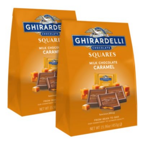 Picture of Milk Chocolate and Caramel Chocolate Squares, 15.96 oz Bag, 2/Carton, Ships in 1-3 Business Days