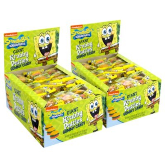Picture of SpongeBob Squarepants Giant Krabby Patties Gummy Candy, Fruity, 0.63 oz Packet, 36/Bag, 2/Carton, Ships in 1-3 Business Days