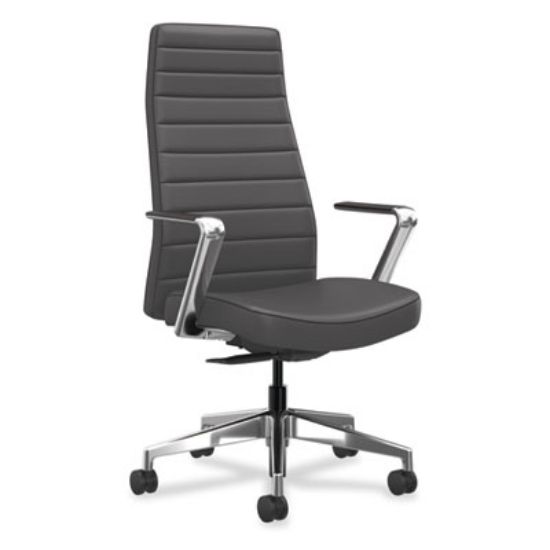 Picture of Cofi Executive High Back Chair, Supports up to 300 lb, Graphite Seat/Back, Polished Aluminum Base,Ships in 7-10 Business Days