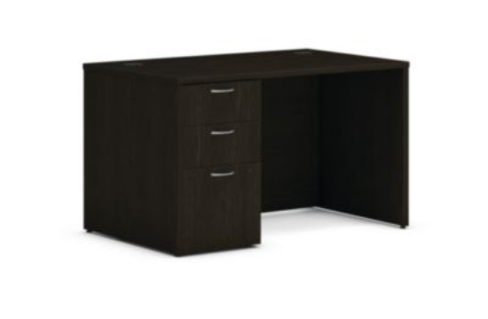 Picture of Mod Single Pedestal Desk Bundle, 48" x 30" x 29", Java Oak, Ships in 7-10 Business Days