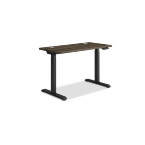 Picture of Coordinate Height Adjustable Desk Bundle 2-Stage, 46" x 22" x 27.75" to 47", Florence Walnut\Black, Ships in 7-10 Bus Days