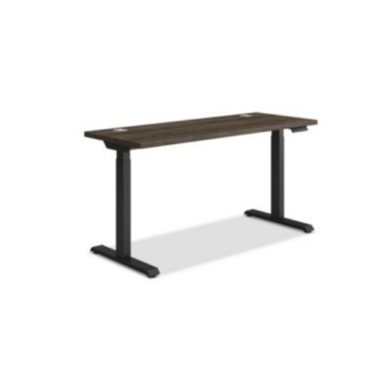 Picture of Coordinate Height Adjustable Desk Bundle 2-Stage, 58" x 22" x 27.75" to 47", Florence Walnut\Black, Ships in 7-10 Bus Days