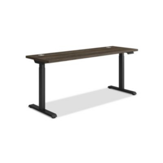 Picture of Coordinate Height Adjustable Desk Bundle 2-Stage, 70" x 22" x 27.75" to 47", Florence Walnut\Black, Ships in 7-10 Bus Days