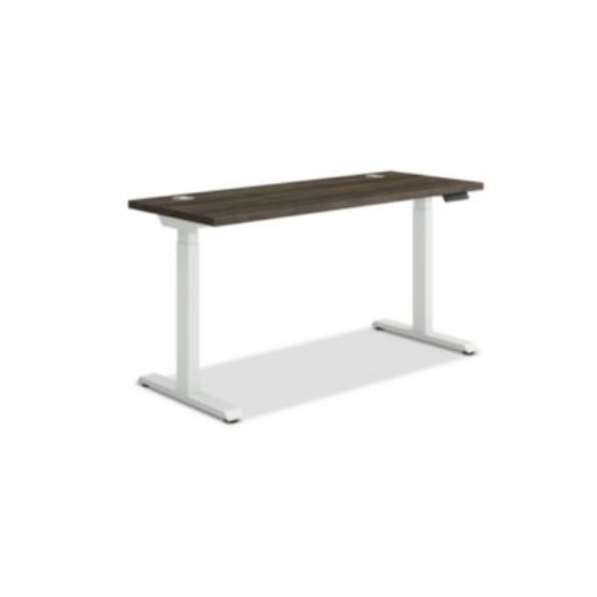 Picture of Coordinate Height Adjustable Desk Bundle 2-Stage,58 x 22 x 27.75 to 47, Florence Walnut\Designer White,Ships in 7-10 Bus Days