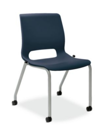 Picture of Motivate Four-Leg Stacking Chair, Up to 300 lbs, 18" Seat Height, Regatta Seat and Back, Platinum Base, 2/Carton