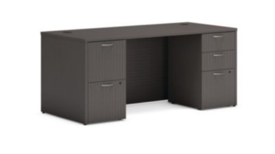 Picture of Mod Double Pedestal Desk Bundle, 66" x 30" x 29", Slate Teak, Ships in 7-10 Business Days