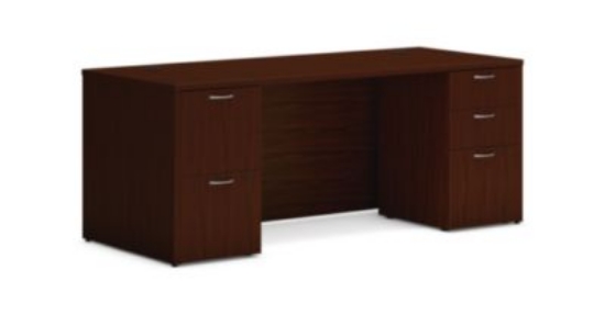 Picture of Mod Double Pedestal Desk Bundle, 72" x 30" x 29", Traditional Mahogany, Ships in 7-10 Business Days