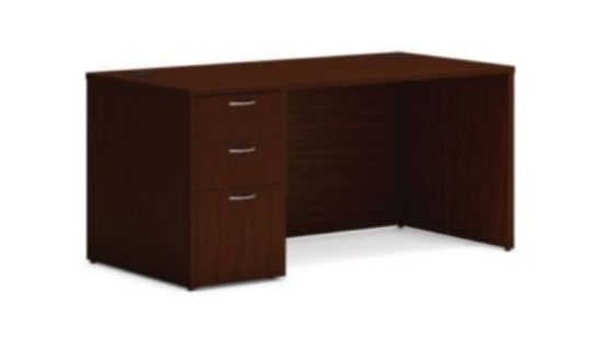 Picture of Mod Single Pedestal Desk Bundle, 60" x 30" x 29", Traditional Mahogany, Ships in 7-10 Business Days
