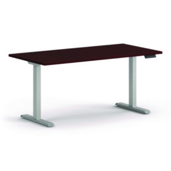 Picture of Mod Height Adjustable Desk Bundle, 60" x 30" x 27.5" to 47.75", Slate Teak/Silver, Ships in 7-10 Business Days