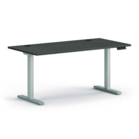 Picture of Mod Height Adjustable Desk Bundle, 60" x 30" x 27.5" to 46.75", Slate Teak/Silver, Ships in 7-10 Business Days