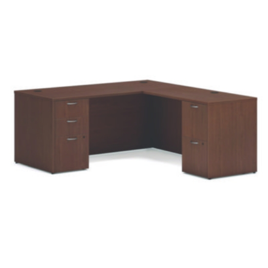 Picture of Mod L-Station Double Pedestal Desk Bundle, 66" x 72" x 29", Sepia Walnut, Ships in 7-10 Business Days