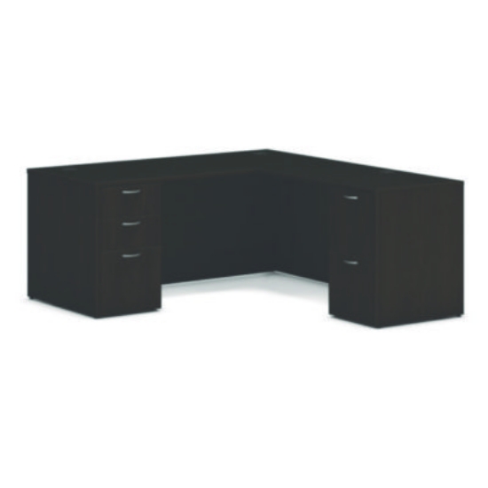 Picture of Mod L-Station Double Pedestal Desk Bundle, 66" x 72" x 29", Java Oak, Ships in 7-10 Business Days