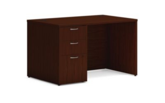 Picture of Mod Single Pedestal Desk Bundle, 48" x 30" x 29", Traditional Mahogany, Ships in 7-10 Business Days