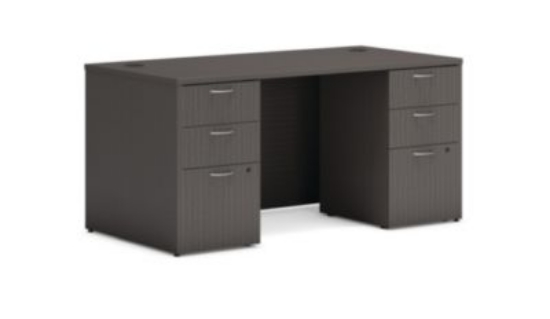 Picture of Mod Double Pedestal Desk Bundle, 60" x 30" x 29", Slate Teak, Ships in 7-10 Business Days