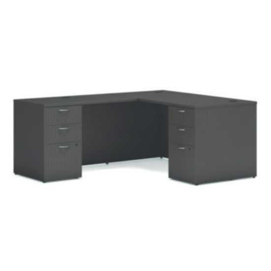 Picture of Mod L-Station Double Pedestal Desk Bundle, 60" x 72" x 29", Slate Teak, Ships in 7-10 Business Days