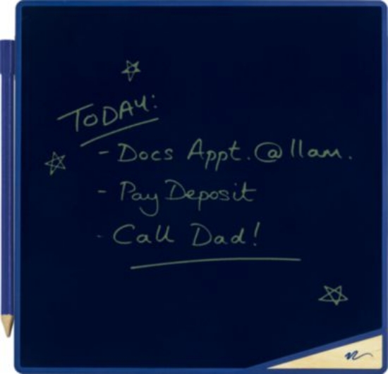 Picture of VersaTiles Memo Board, with Stylus, 8.25 x 8.25, Black LCD Surface, Blue Plastic Frame