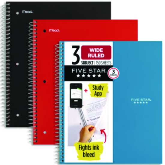 Picture of NOTEBOOK,3SUB WR,3PK,AST