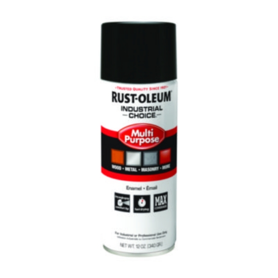 Picture of Industrial Choice 1600 System Multi-Purpose Enamel Spray Paint, Gloss Black, 12 oz Aerosol Can, 6/Carton