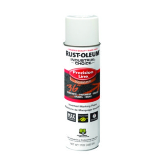 Picture of Industrial Choice M1600 System Solvent-Based Precision Line Marking Paint, Flat White, 17 oz Aerosol Can, 12/Carton